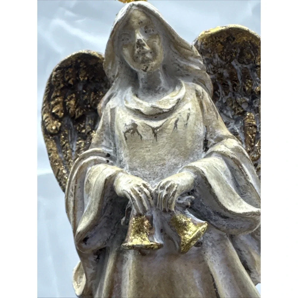 Schurman‎ Retail Group 2 Gold Distressed Christmas Angel Ornaments